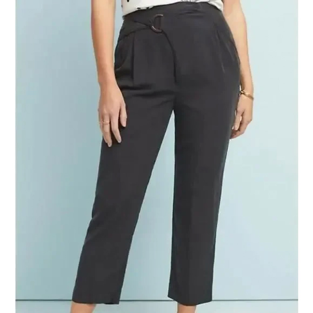 Anthropologie Cupro Wrap Trousers in Charcoal Grey, Size Small